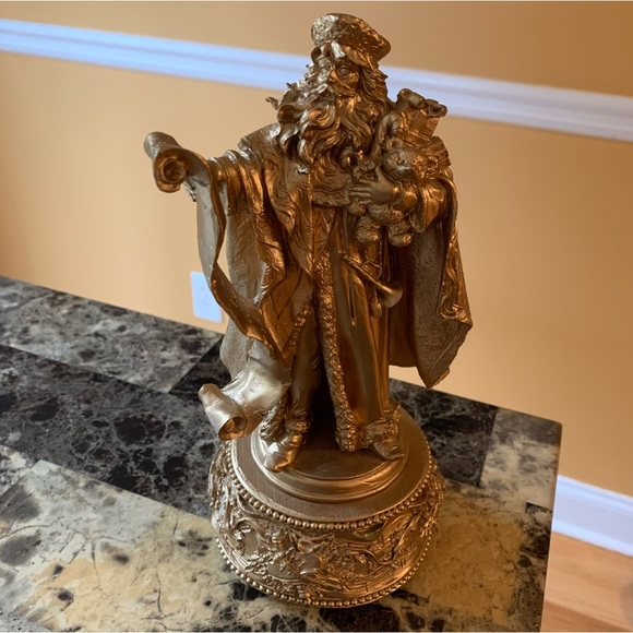 Gold Santa musical figurine Christmas decor - Picture 1 of 12
